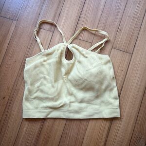 Yellow Ribbed Crop Top